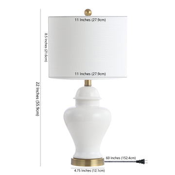 Qin 22" Ceramic/Iron Classic Cottage LED Table Lamp - JONATHAN Y